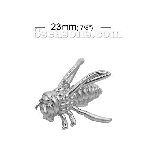 Immagine di Ottone 3D Charms Palloncino Ape Tono Argento 23mm x 17mm , 1 Pz