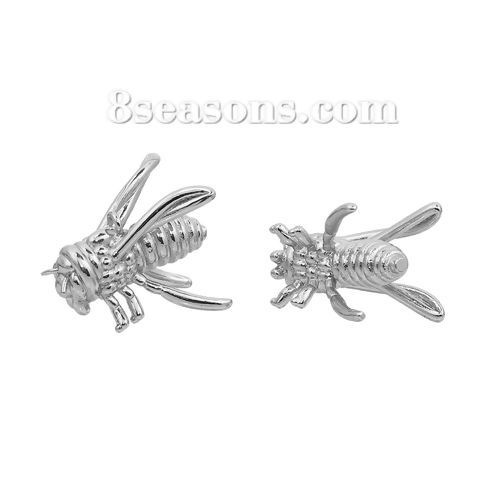 Immagine di Ottone 3D Charms Palloncino Ape Tono Argento 23mm x 17mm , 1 Pz