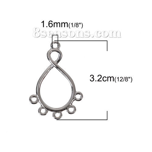 Picture of Zinc Based Alloy Chandelier Connectors Calabash Silver Plated 33mm x 22mm, 10 PCs