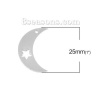 Immagine di Acciaio Inossidabile Reticolato Charms Luna Tono Argento Stella 25mm x 16mm, 3 Pz