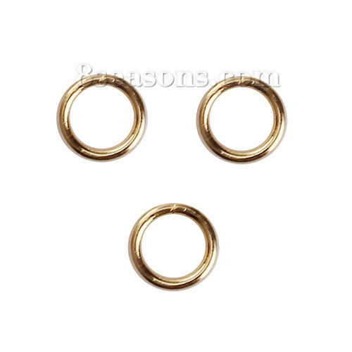 Picture of Stainless Steel Open Jump Rings Findings Round Gold Plated 6mm( 2/8") Dia., 50 PCs