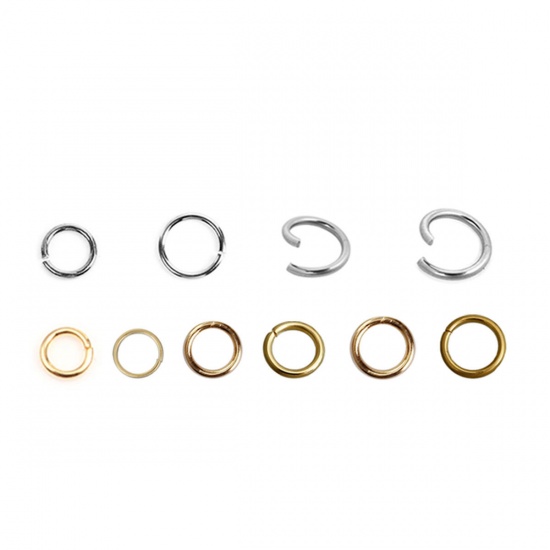 Picture of Stainless Steel Opened Jump Rings Findings Round Gold Plated 6mm( 2/8") Dia., 50 PCs