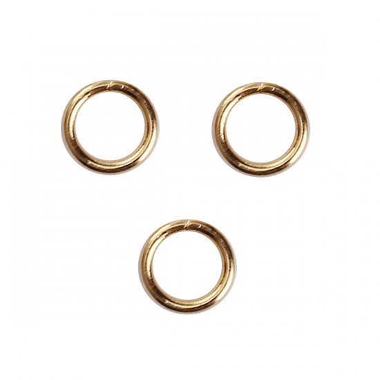 Picture of Stainless Steel Open Jump Rings Findings Round Gold Plated 4mm( 1/8") Dia., 50 PCs