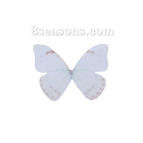 Picture of Organza For DIY & Craft White Ethereal Butterfly Animal 30mm(1 1/8") x 23mm( 7/8"), 5 PCs