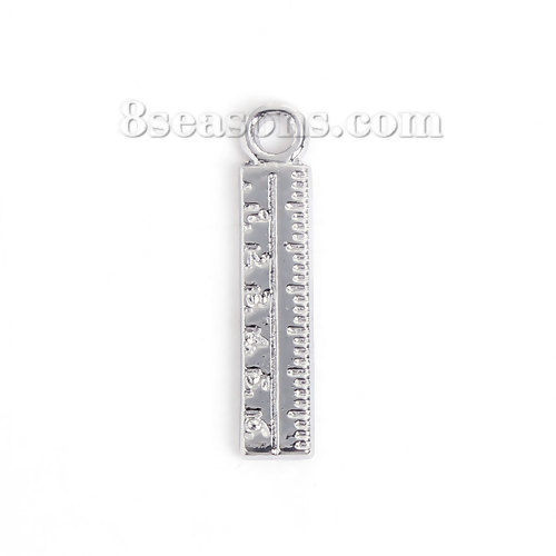 Picture of Zinc Based Alloy College Jewelry Charms Ruler Silver Tone Rectangle 24mm(1") x 5mm( 2/8"), 50 PCs