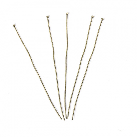 Picture of Brass Ball Head Pins Antique Copper 7cm(2 6/8") long, 0.7mm (21 gauge), 100 PCs