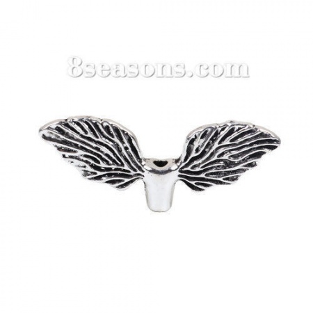 Zinc Based Alloy Spacer Beads Wing Antique Silver Color 43mm x 17mm, Hole: Approx 2.1mm, 10 PCs