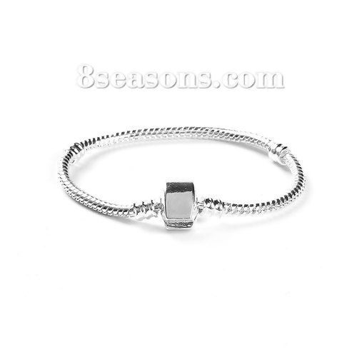 Image de Bracelets en Laiton au Style Européen Argenté Chaîne Maille Serpent 16cm long, 1 Pièce