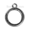 Picture of Zinc Based Alloy Double Sided Charms Round Antique Silver Color Cabochon Settings (Fits 20mm Dia.) 27mm x 23mm, 10 PCs