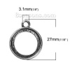 Picture of Zinc Based Alloy Double Sided Charms Round Antique Silver Color Cabochon Settings (Fits 20mm Dia.) 27mm x 23mm, 10 PCs