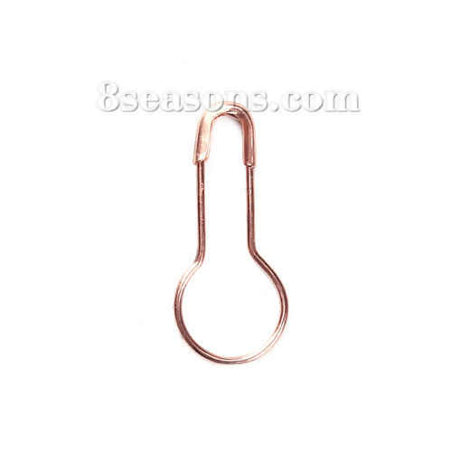 Picture of Brass Safety Pin Brooches Findings Rose Gold 22mm( 7/8") x 10mm( 3/8"), 100 PCs                                                                                                                                                                               