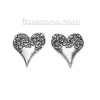 Picture of Zinc Based Alloy Charms Heart Antique Silver Color Flower 28mm(1 1/8") x 26mm(1"), 10 PCs