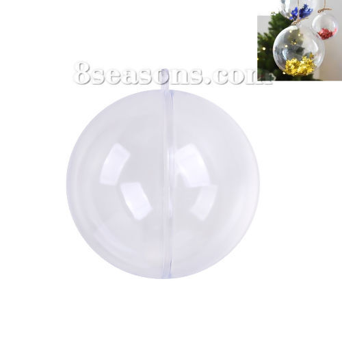 Picture of Plastic Christmas Fillable Ball Home Decoration Clear Transparent 89mm(3 4/8") x 80mm(3 1/8"), 5 PCs