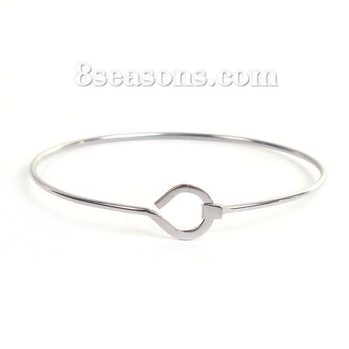 Picture of 304 Stainless Steel Bangles Bracelets Silver Tone Can Open 20.5cm(8 1/8") long, 1 Piece