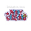 Picture of Three-ply Board Sewing Buttons Scrapbooking 2 Holes Red & Blue Message " Merry Christmas " 35mm(1 3/8") x 19mm( 6/8"), 50 PCs