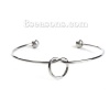 Image de 1 Pièce Bracelet Manchette Jonc Semi-Ouvert en 304 Acier Inoxydable Respectueux de la Nature Nœud D'Amour Argent Mat 6.1cm Dia.
