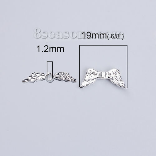 Image de Perles en Alliage de Zinc Aile Argenté 19mm x 8mm, Taille de Trou: 1.2mm, 100 Pcs
