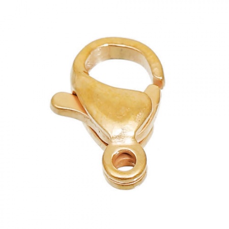 Stainless Steel Lobster Clasp Findings Gold Plated 10mm( 3/8") x 6mm( 2/8"), 100 PCs