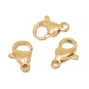 Picture of Stainless Steel Lobster Clasp Findings Gold Plated 10mm( 3/8") x 6mm( 2/8"), 100 PCs