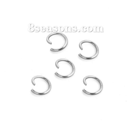 Picture of (18 gauge) 304 Stainless Steel Open Jump Rings Findings Round Silver Tone 8mm Dia., 1 Packet(about 5000 PCs)