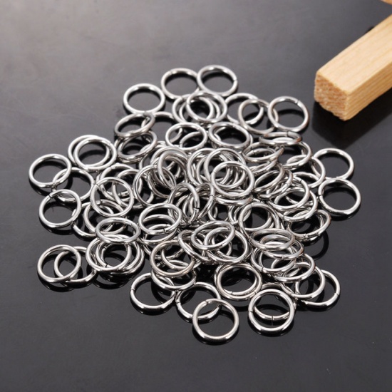 Picture of 304 Stainless Steel Opened Jump Rings Findings Round Silver Tone 8mm( 3/8") Dia, 500 PCs