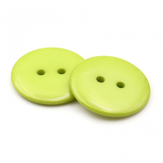 Picture of Resin Sewing Buttons Scrapbooking 2 Holes Round Green 23mm( 7/8") Dia, 50 PCs