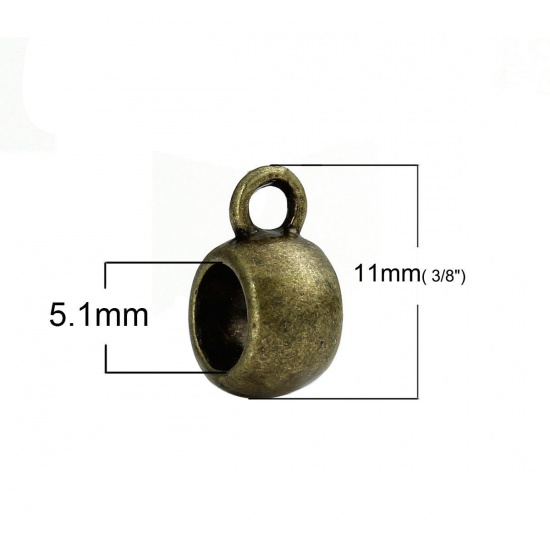 Immagine di Manico Perline Tondo Tono del Bronzo Adatto Braccialetto Europeo 11mm x 5mm , 50 Pz