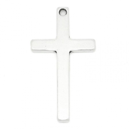 Lega di Zinco Charm Ciondoli Croce Argento Antico Nulla Disegno 5.2cm x 29.0mm, 5 Pz