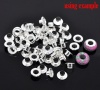 Picture of Copper European Style Beads Eyelets Grommets Cores Silver Plated 925 Stamped Sterling Silver Imitation (Fit Beads Hole: 5.5mm) 10mm x4mm, 500 PCs