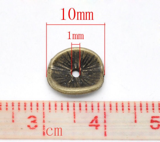 Immagine di Lega di Zinco Separatori Perline Irregolare Bronzo Antico Placcato Modello Disegno Circa 10mm x 9mm, Foro:Circa 1mm, 100 Pz