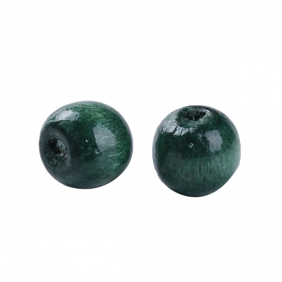 Immagine di 200 Pz Legno Naturale Separatori Perline per la Creazione di Gioielli con Fai-da-te Tondo Verde Pavone 10mm x 9mm, Foro: Circa 3mm