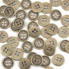 Immagine di Lega di Zinco Bottone da Cucire Metallo Bottone Tondo Tono del Bronzo Quattro Fori Nulla Disegno 13mm Dia, 50 Pz