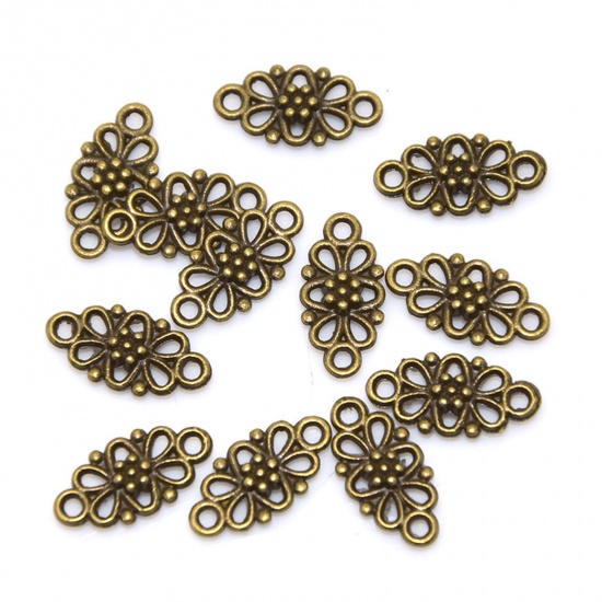 Picture of Antique Bronze Flower Connectors Findings 16x8mm, sold per packet of 100