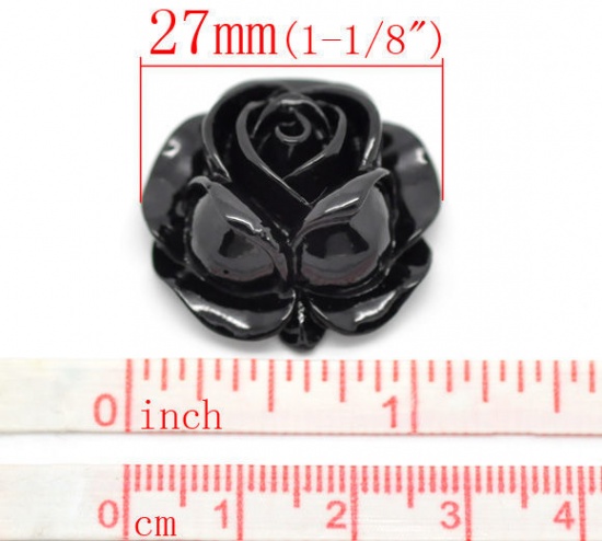 Image de Cabochons d'Embellissement en Résine Rose Noir 27mm x 27mm, 2 Pcs