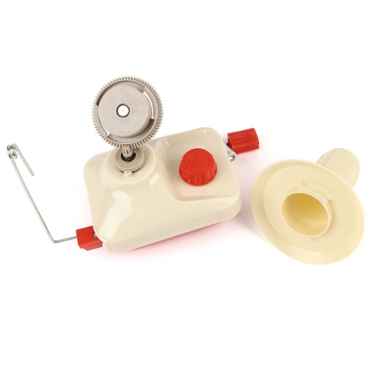 Picture of Plastic Hand-Operated Yarn/Fiber/Wool/String Ball Skein Winder Beige & Red 26.0x18.0cm(10 1/4"x7 1/8"), sold per packet of 1