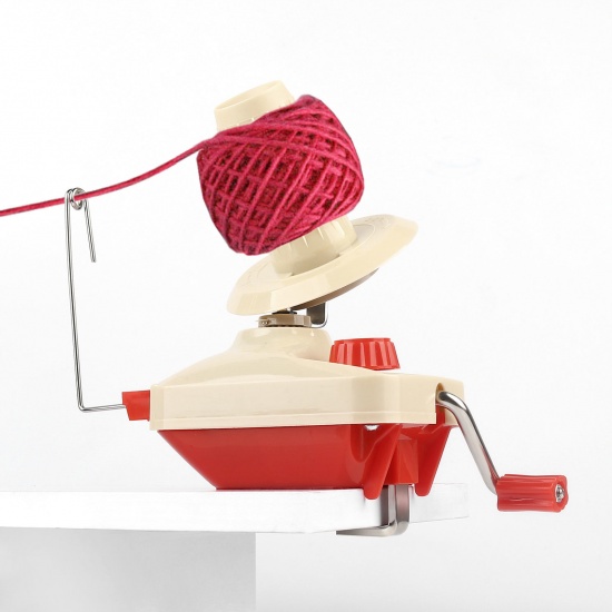 Picture of Plastic Hand-Operated Yarn/Fiber/Wool/String Ball Skein Winder Beige & Red 26.0x18.0cm(10 1/4"x7 1/8"), sold per packet of 1