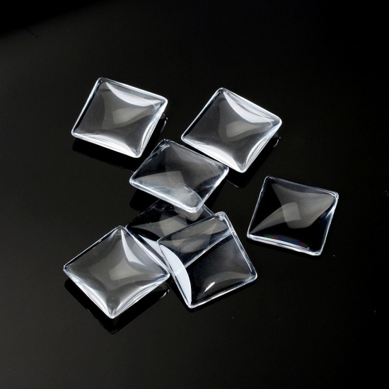 Immagine di Vetro Cupola CabochonCabochon per Abbellimento Quadrato Flatback Clear Trasparente Nulla Disegno 20.0mm x 20.0mm, 20 Pz