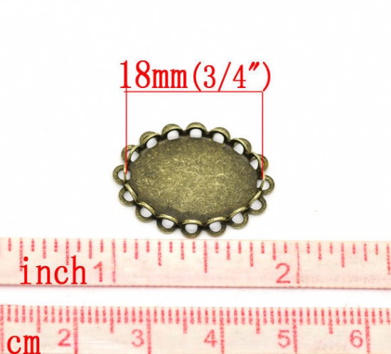 Picture of Iron Based Alloy Bezel Cups Cabochon Settings Oval Antique Bronze (Fits 18mm x 13mm ) 23mm( 7/8") x 18mm( 6/8"), 3 PCs
