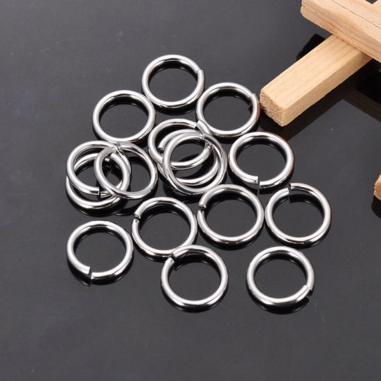 Picture of 304 Stainless Steel Open Jump Rings Findings Round Silver Tone 15mm( 5/8") Dia, 100 PCs