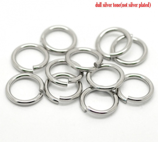 Picture of 304 Stainless Steel Open Jump Rings Findings Round Silver Tone 15mm( 5/8") Dia, 100 PCs