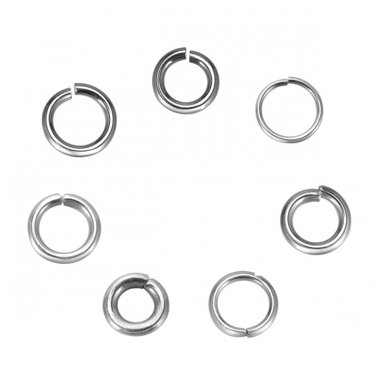 Picture of 304 Stainless Steel Opened Jump Rings Findings Round Silver Tone 7.5mm( 2/8") Dia, 300 PCs