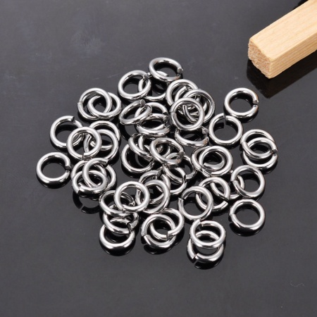 Immagine di 200 Pz 8mm Dia, 1.5mm(15 misura) 304 Acciaio Inossidabile Aperto Stile Anello di Salto Tono Argento Tondo