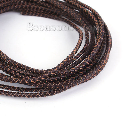 Picture of Regenerated Leather Jewelry Braided Cord Dark Coffee 3mm( 1/8"), 1 Roll (Approx 5 M/Roll)