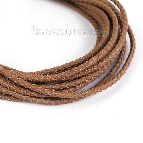 Picture of Regenerated Leather Jewelry Braided Cord Coffee 3mm( 1/8"), 1 Roll (Approx 5 M/Roll)