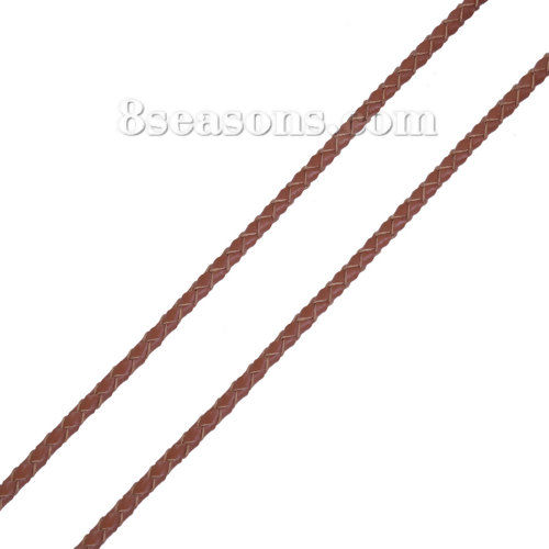 Picture of Regenerated Leather Jewelry Braided Cord Coffee 3mm( 1/8"), 1 Roll (Approx 5 M/Roll)