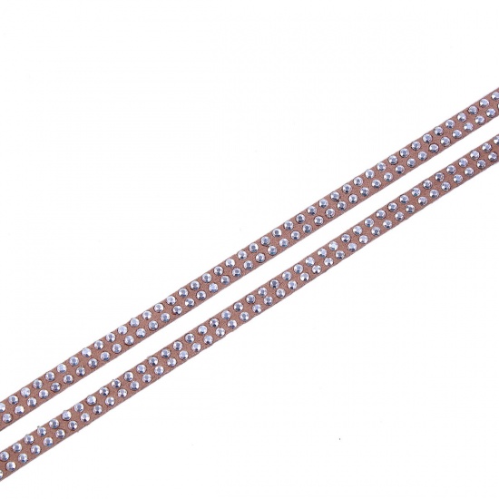 Picture of Velvet Faux Suede Jewelry Cord Rope Gray With Hot Fix Rhinestone 5mm( 2/8"), 1 Roll (Approx 10 M/Roll)