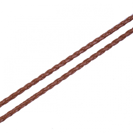 Picture of PU Leather Jewelry Braided Cord Black 3.5mm( 1/8"), 1 Roll (Approx 10 M/Roll)