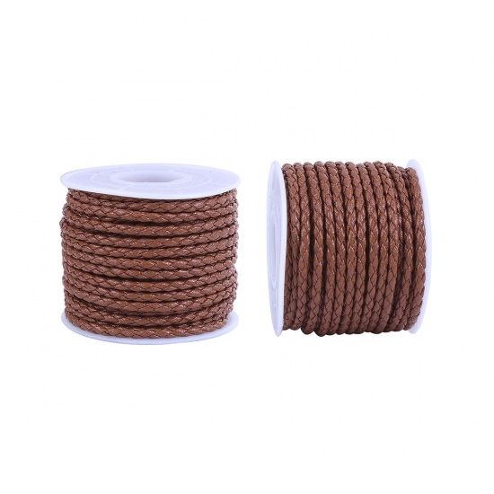 Picture of PU Leather Jewelry Braided Cord Black 3.5mm( 1/8"), 1 Roll (Approx 10 M/Roll)