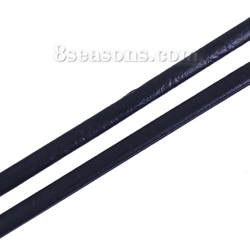 Picture of PU Leather Jewelry Cord Rope Black 5mm( 2/8"), 1 Roll (Approx 5 M/Roll)