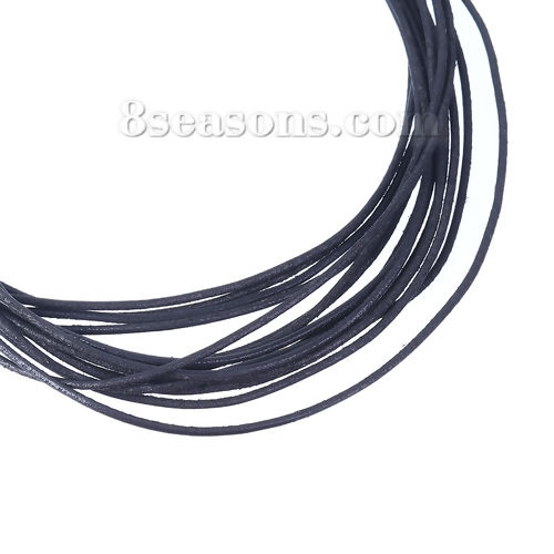 Picture of Cowhide Leather Jewelry Cord Rope Black 1.5mm, 1 Roll (Approx 5 M/Roll)